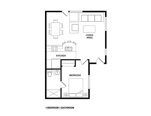 Floor plan 1 Bedroom, 1 Bathroom