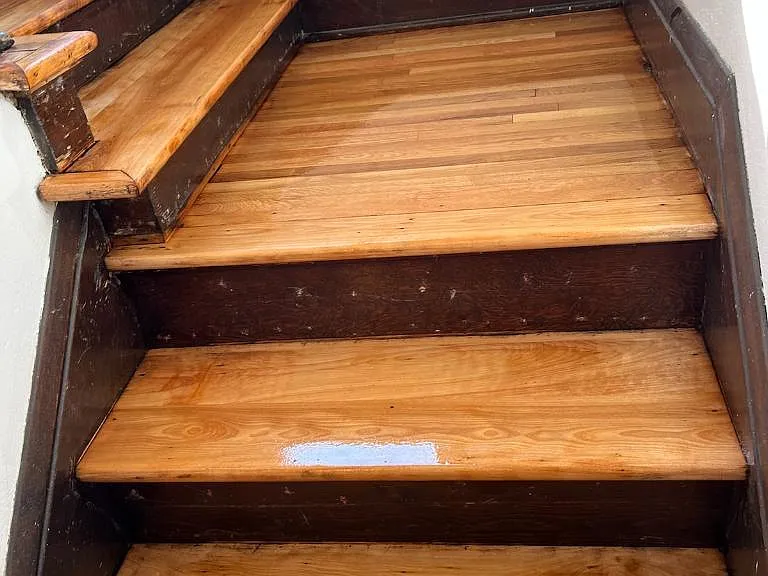 Back hallway stairs also refinished.