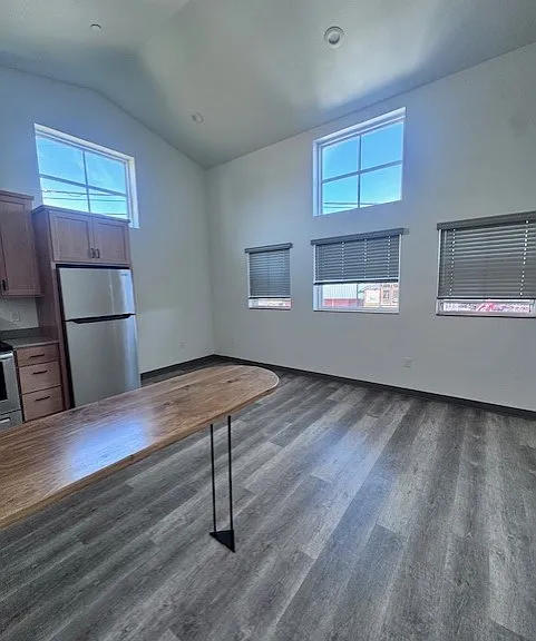 looking from the hall to the living space and all the wonderful natural light that still allows privacy.