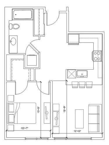 Floor plan Vector - 1x1 A5