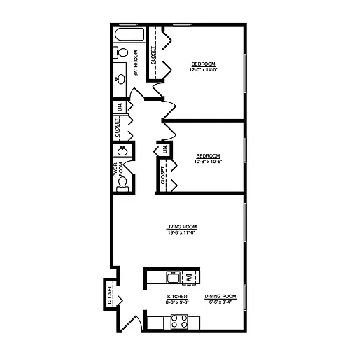 Floor plan Two Bedroom Apartment