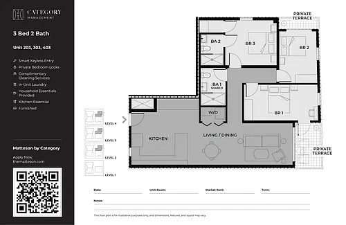 Floor plan Private Bedroom in Shared 3 Bed 2 Bath-F