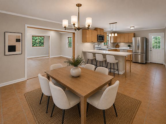 dining and kitchen virtually staged