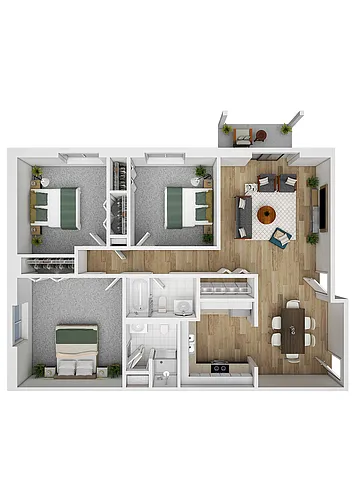 Floor plan 3 Bedroom 2 Bath