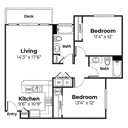 Floor plan 2 Bedroom 2 Bathroom
