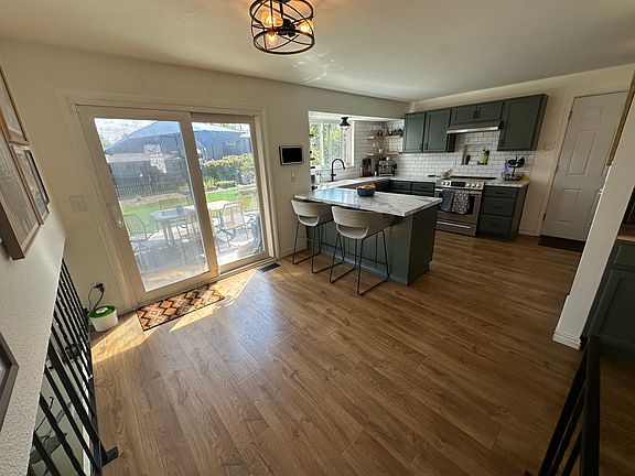 Open kitchen layout with plenty of storage and cooking space.