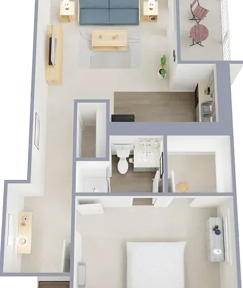 One bedroom, one bath, 648 square foot apartment One bedroom, one bath, 648 square foot apartment