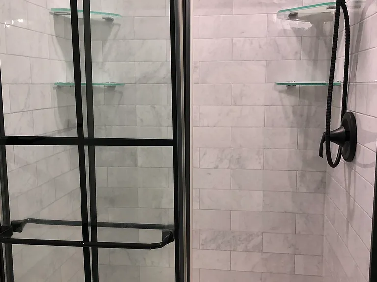 master bathroom with new shower