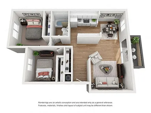 Floor plan Two Bedroom One Bath
