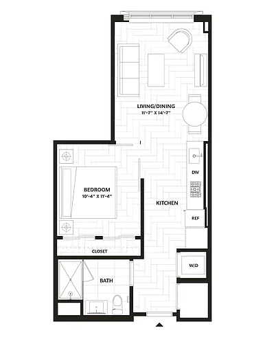 Floor plan 1 Bed/1 Bath-A7