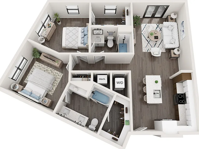 1,092 SF 2-Bed / 2-Bath apartment. 1,092 SF 2-Bed / 2-Bath apartment.