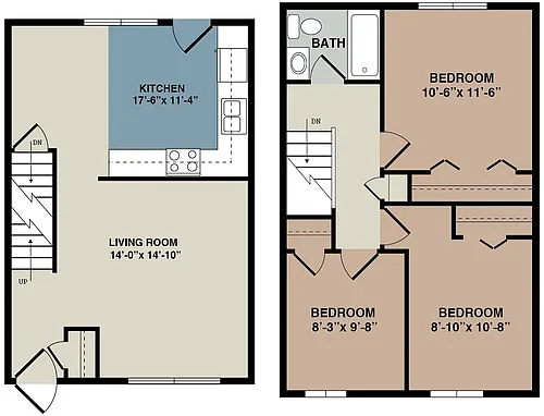 Floor plan 3 Bedroom Townhome