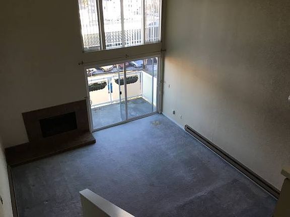 Looking down into living room