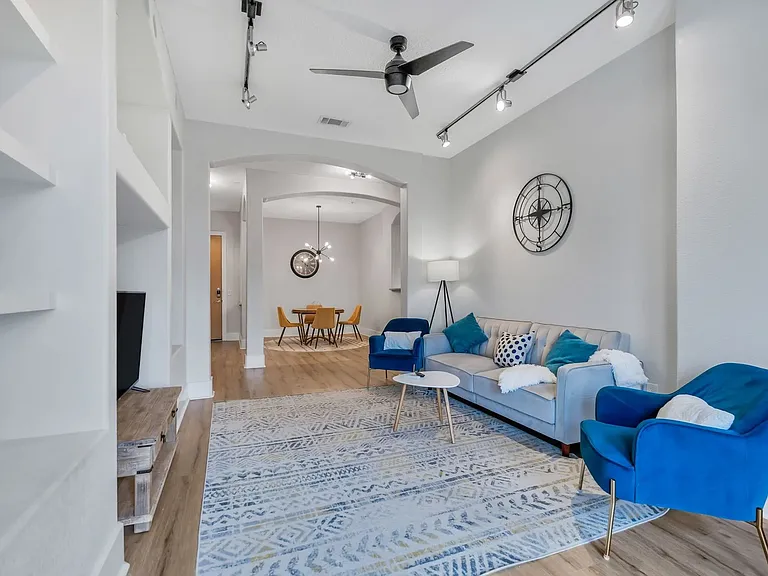 Spacious living room and dining