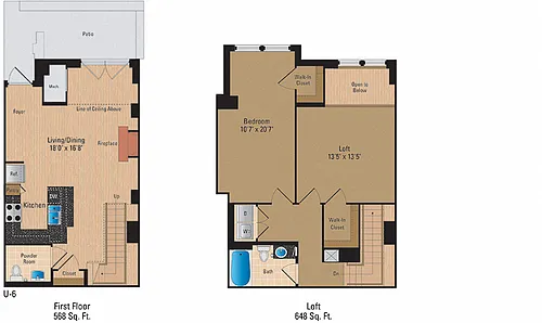 Floor plan 1 Bedroom + Loft, 1 Bath 1216 SF AL4