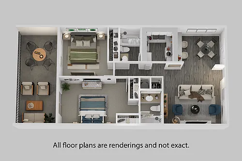 Floor plan Two Bedroom + Two Baths