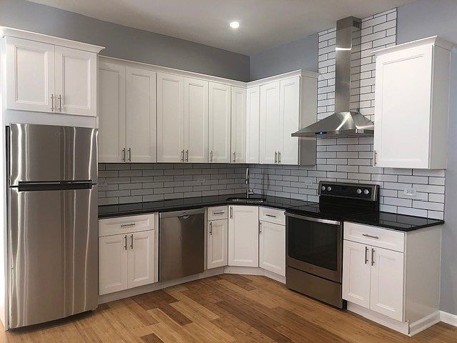 All stainless steel appliances in kitchen
