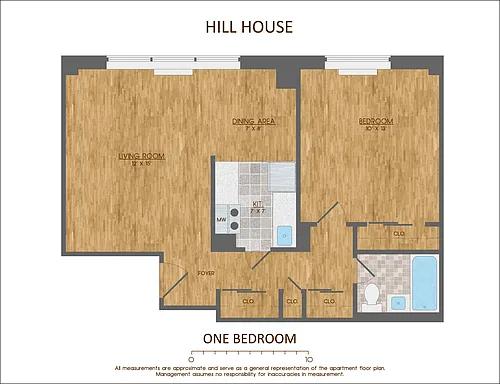 Floor plan 1 Bedroom Corner East