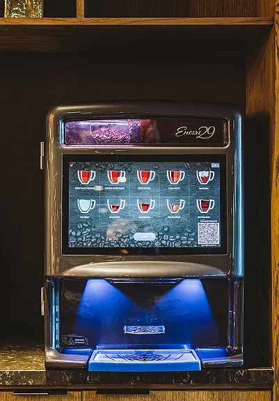 Coffee machine and lounge spaces