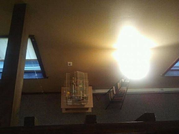 Looking downstairs from l