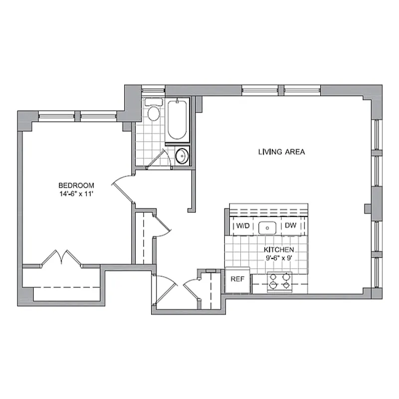 Floor plan 1 Bedroom - G