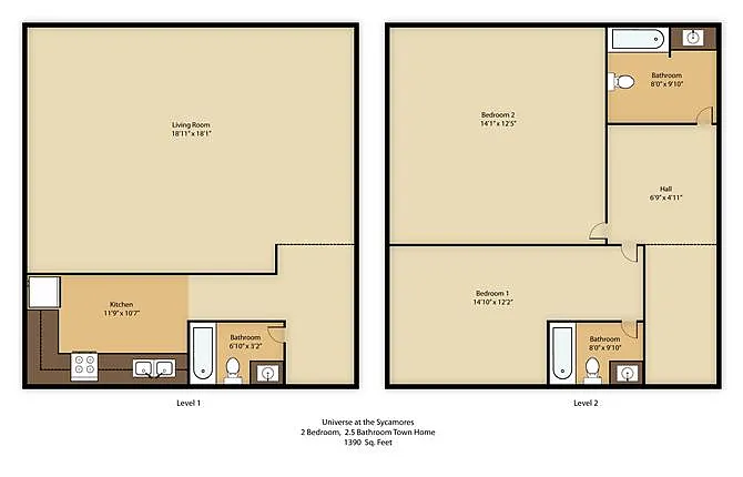 Floor plan 2BR 2.5BA