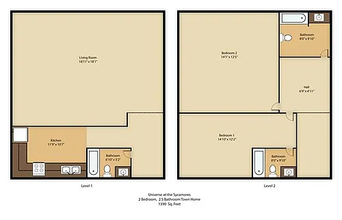 Floor plan 2BR 2.5BA