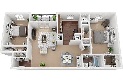 Floor plan Baldwin 2 Bedroom 1 Bath Renovated