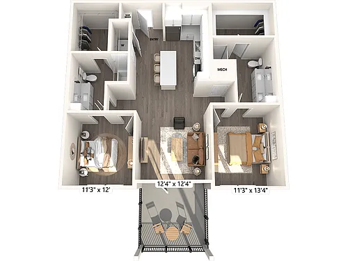 Floor plan B1-1175sf-112