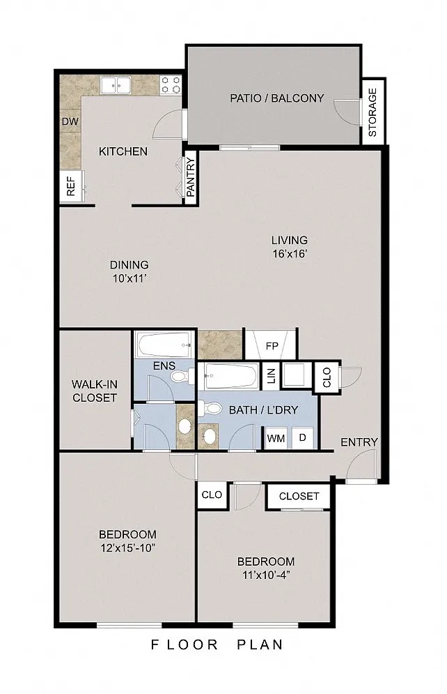 Floor plan B2 - Two Bedroom Two Bath