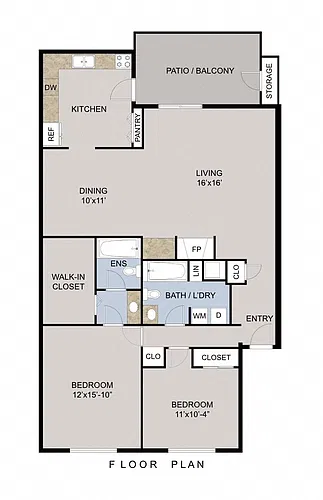 Floor plan B2 - Two Bedroom Two Bath