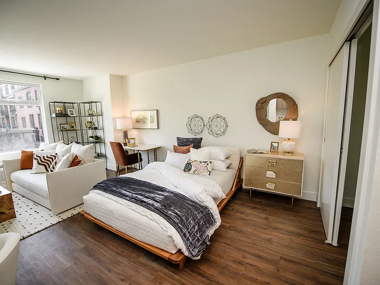 The George Besaw Apartments Model Bed and Nightstand