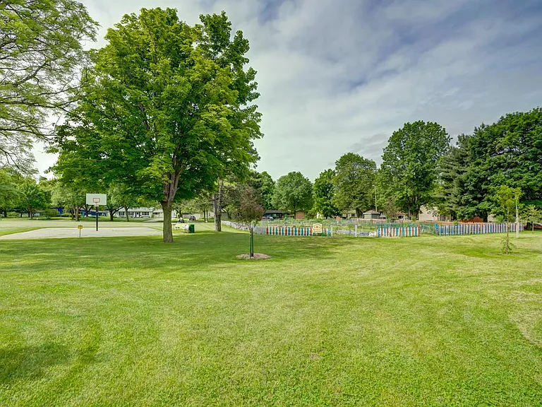Public park and green space adjacent to building