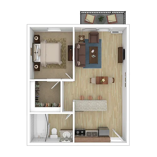 Floor plan 1 BR, 1 BA - Junior - 60%