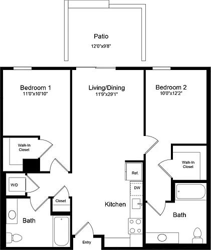 Floor plan 2A with Patio