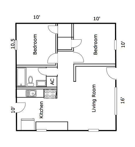 Floor plan 2-Bedroom - Single Story