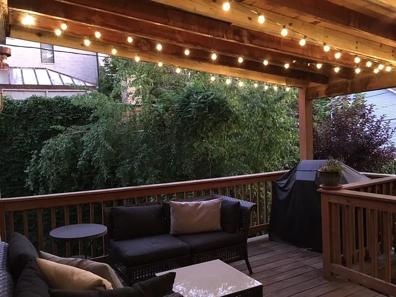 Large very private back porch.