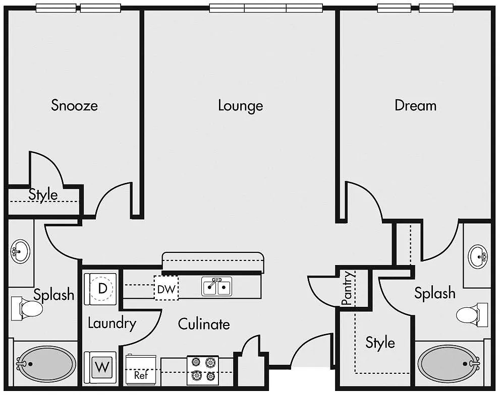 Floor plan Two Bedroom D1