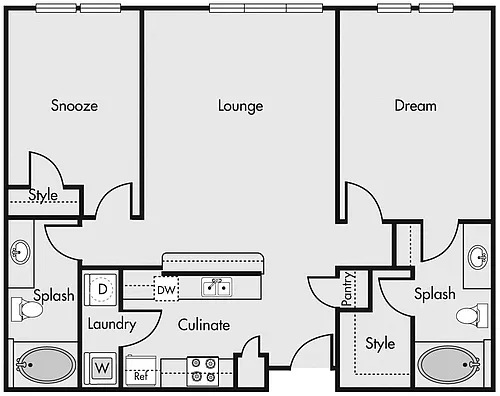 Floor plan Two Bedroom D1