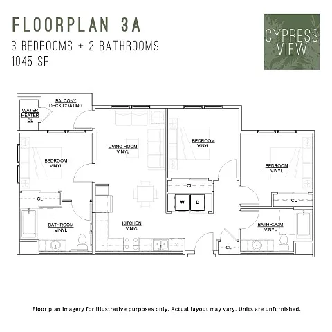 Floor plan 3 Bedroom 2 Bath Market
