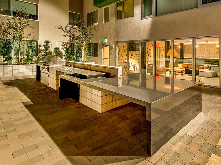 Lounge patio with barbecue grills