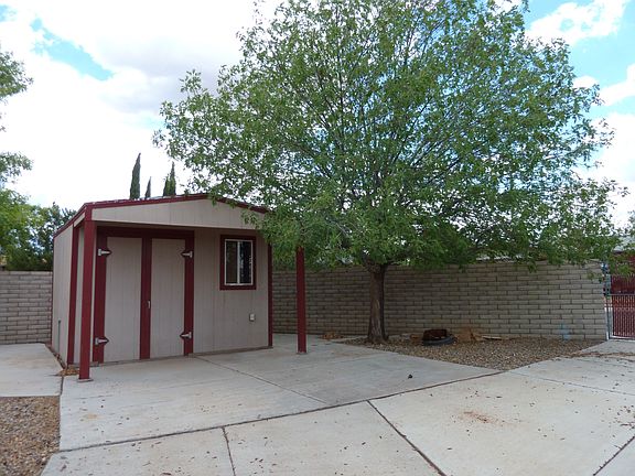 Storage shed in backyard