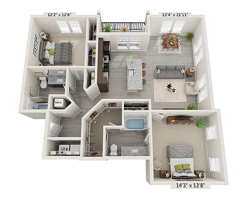 Floor plan Two Bedroom B2F