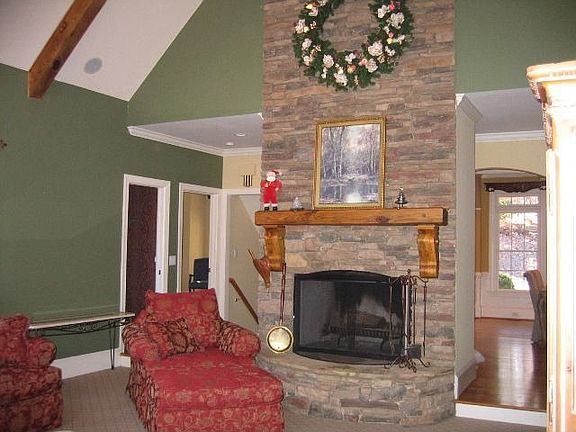 Vaulted beamed ceiling in Family Room