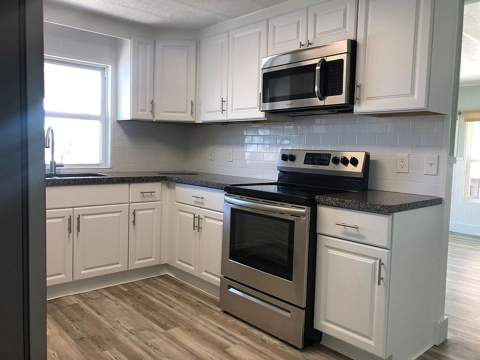 Remodeled kitchen with view of canal.