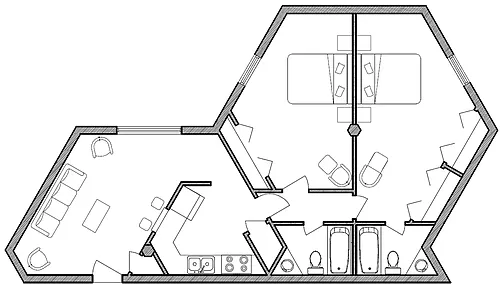 Floor plan 2 Bed / 2 Bath 921 SqFt