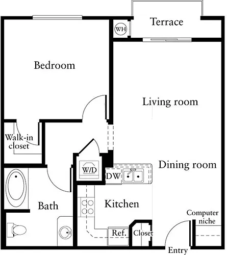 Floor plan 1 Bedroom C