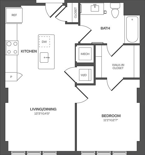 Floor plan 1 Bed/1 Bath-A09