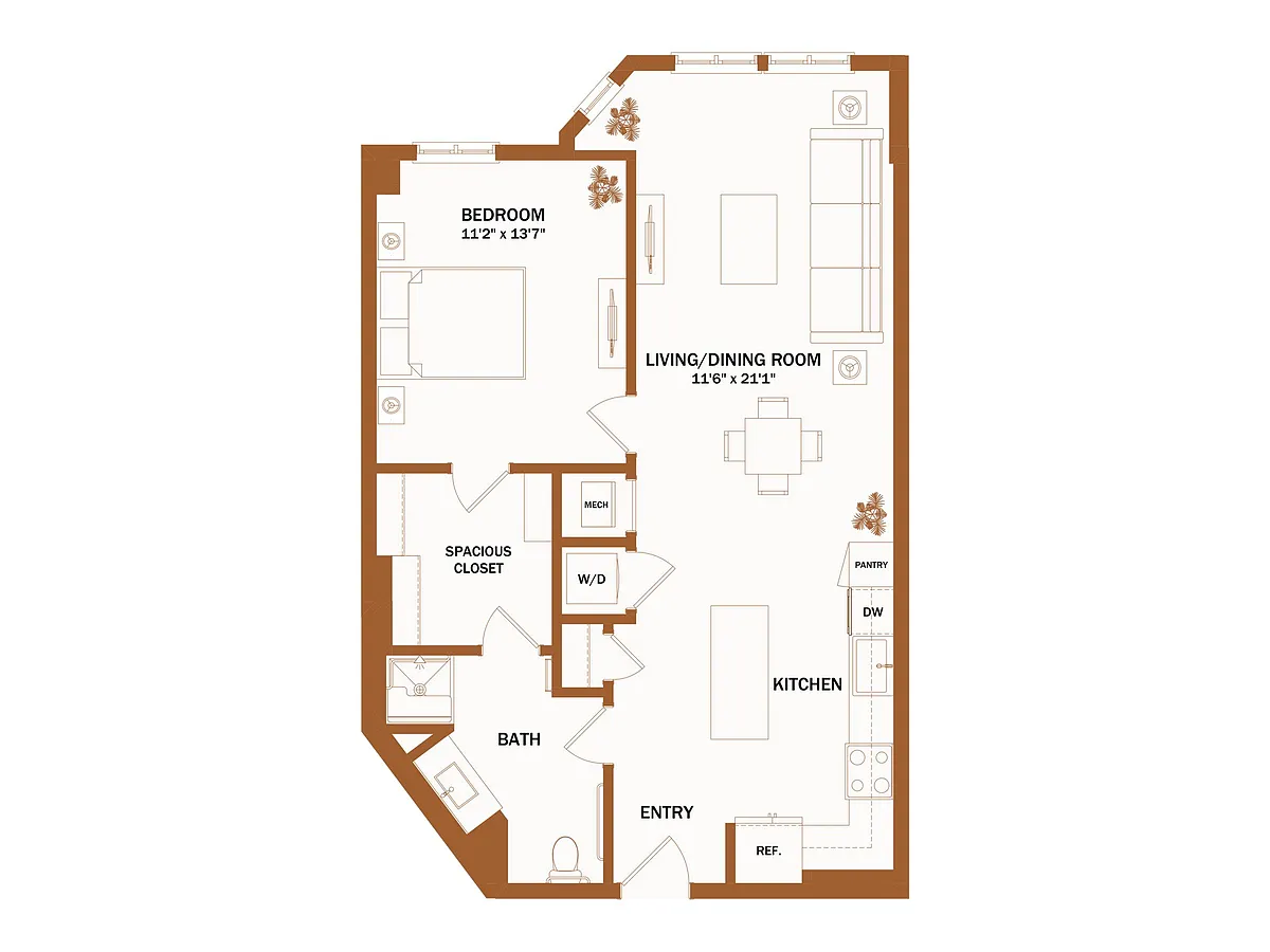 Floor plan B16 - 1 Bed | 1 Bath