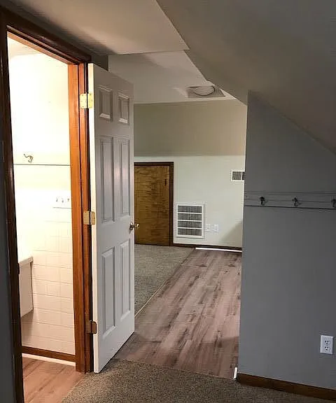 Bedroom looking into living area.